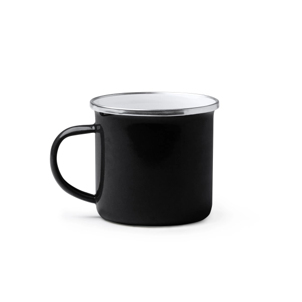 Kubek emaliowany metalowy o stylu retro 380ml czarny – odzież robocza Modern Company